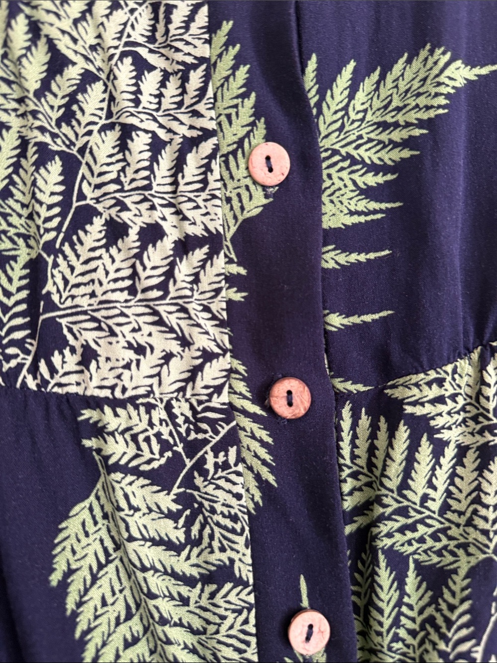 Navy & Green Fern Print V-Neck Short Jumpsuit - Picture 5 of 6